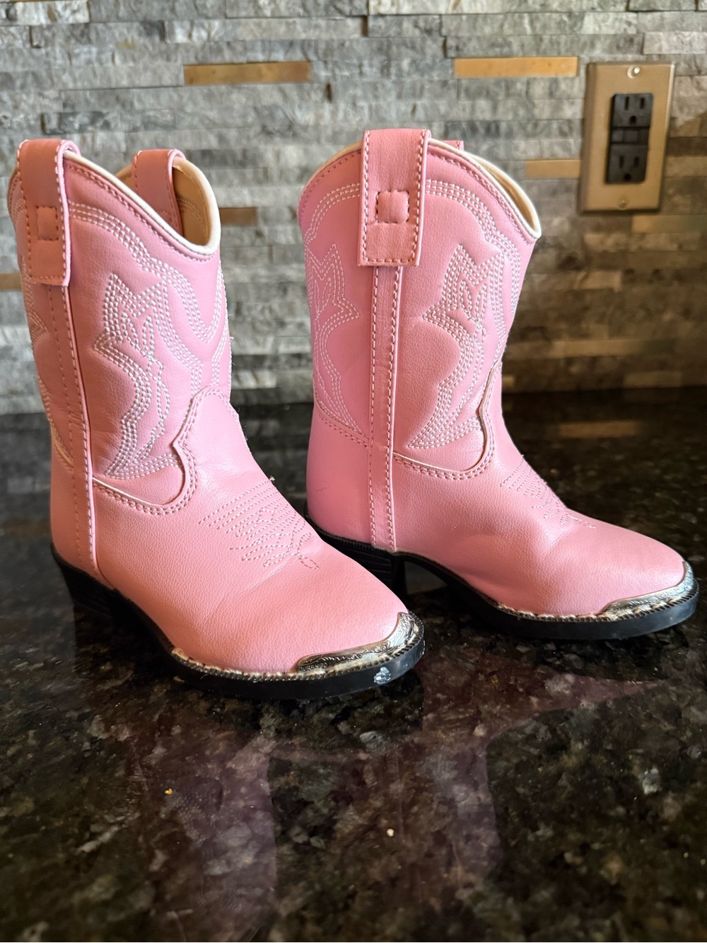Girls Pink Durango Silver Tip Cowboy Boots